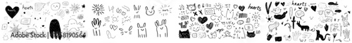 Chalk scribble doodle elements set for poster and social media
