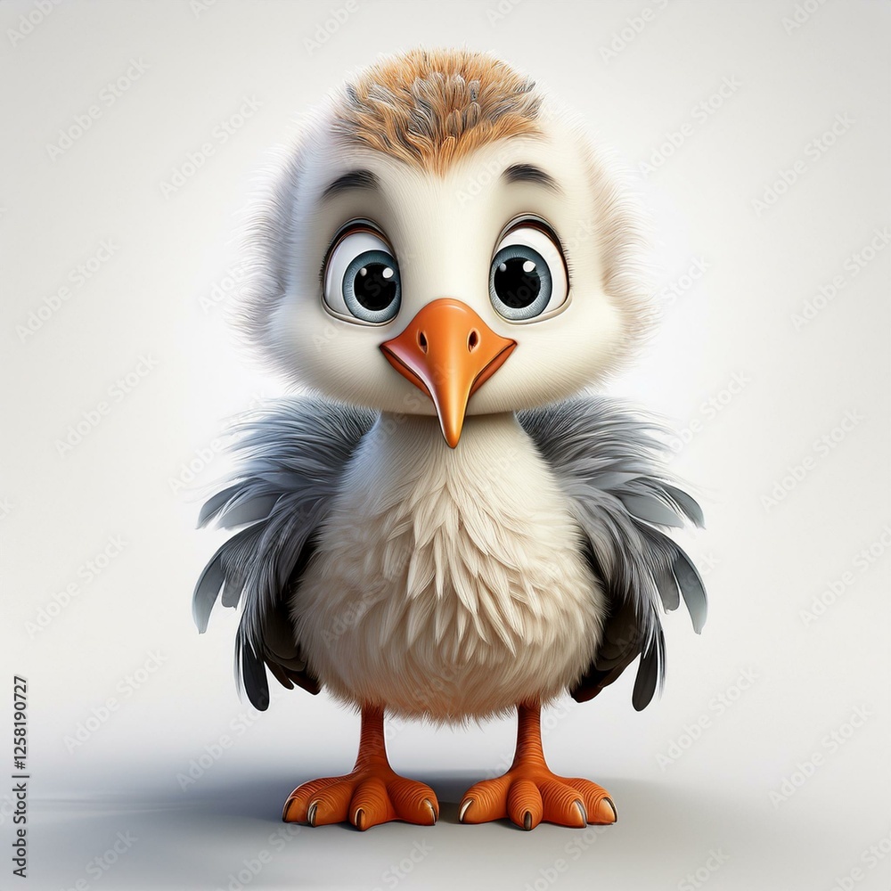 Niedlicher kleiner Storch, weißer Hintergrund Niedlicher kleiner Storch, weißer Hintergrund
