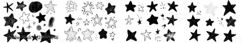 Hand-drawn cute star doodle, stars scrapbook underline text, comic illustration in sketch grunge style