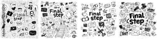 Set of integrated social media hand-drawn icons