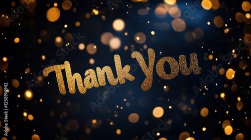 Wallpaper Mural A beautiful 'Thank You' message adorned with shimmering gold particles on a deep blue background, perfect for expressing gratitude in an elegant way. Torontodigital.ca
