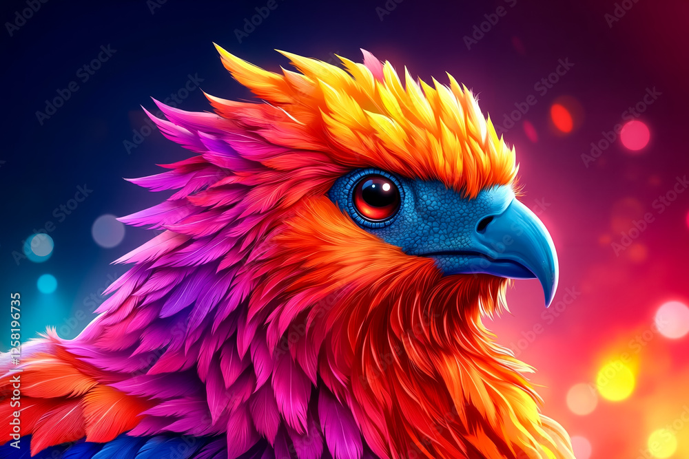 Obraz premium A colorful bird with bright feathers on its head