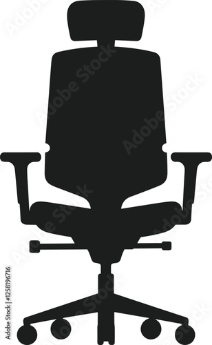 Modern Ergonomic Office Chair Silhouette - Vector Illustration