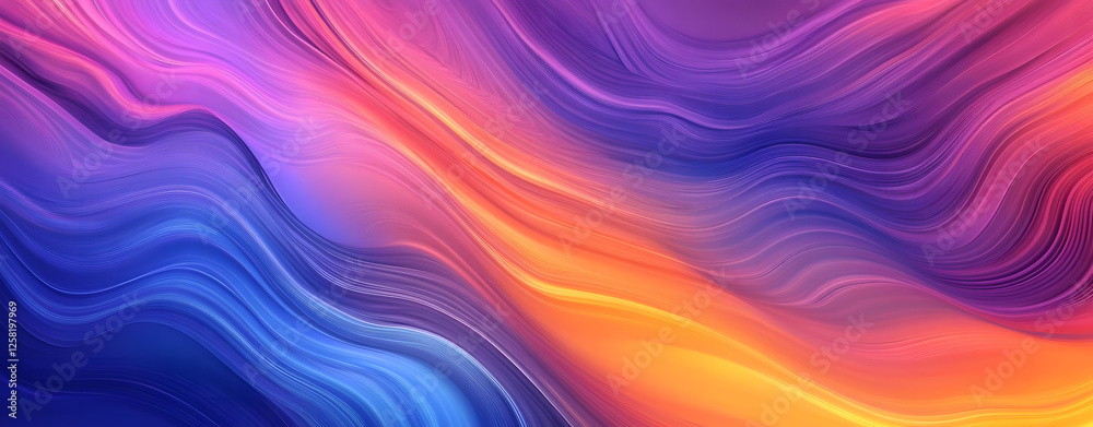 Obraz premium Abstract Colorful Swirling Waves Vibrant Hues Dynamic Flowing Lines Gradient Texture Digital Art Background Image