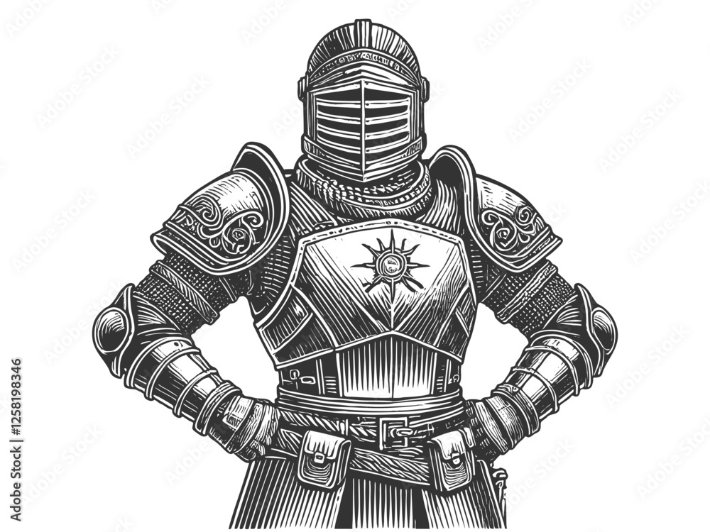 Cyberpunk Armored Knight Sword engraving vector Cyberpunk Armored Knight Sword engraving vector