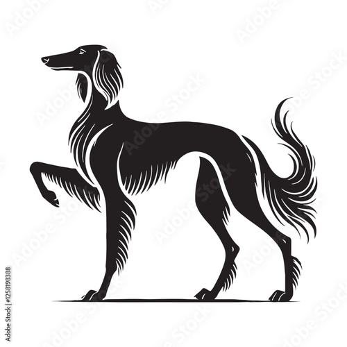 Clean and well-defined Saluki silhouette for various applications - Saluki illustration - minimal Saluki vector - dog silhouette
