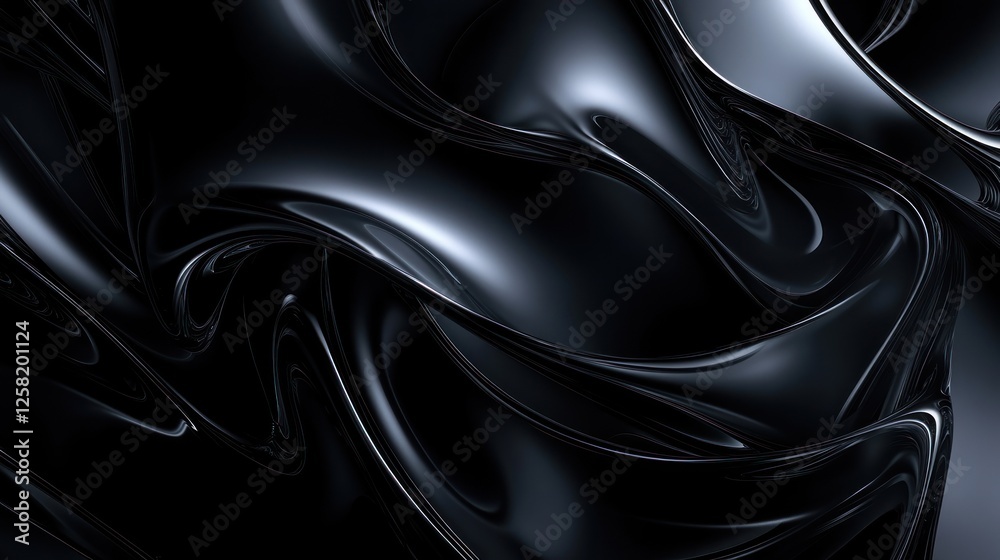 Fototapeta premium A captivating abstract background featuring smooth, flowing black waves. Ideal for use in design projects seeking a sleek and modern aesthetic.