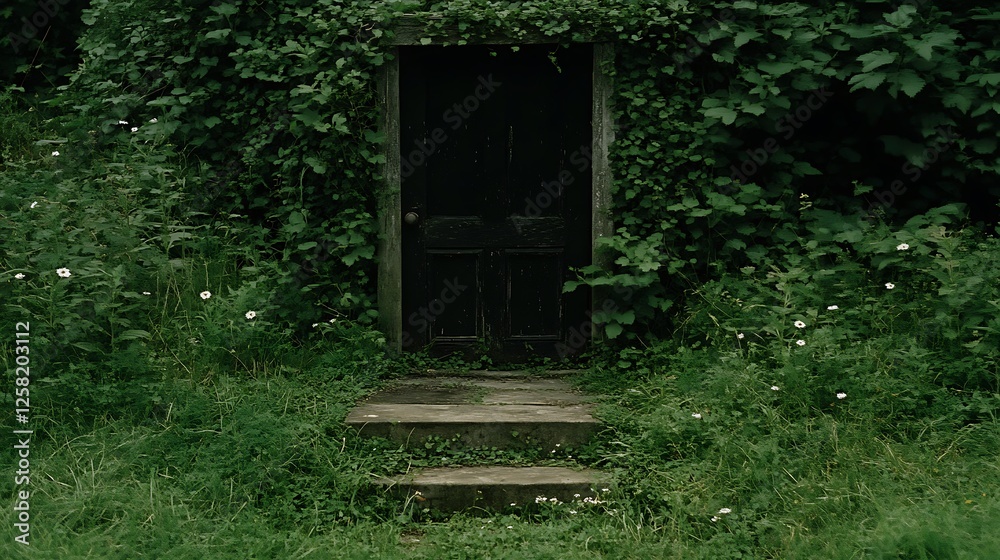 Secret Doorway Hidden in Lush Greenery A Portal to Mystery and Tranquility in Natures Embrace