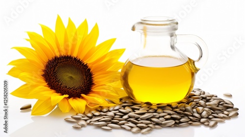 Sunflower Seed Oil Isolated on White Background
