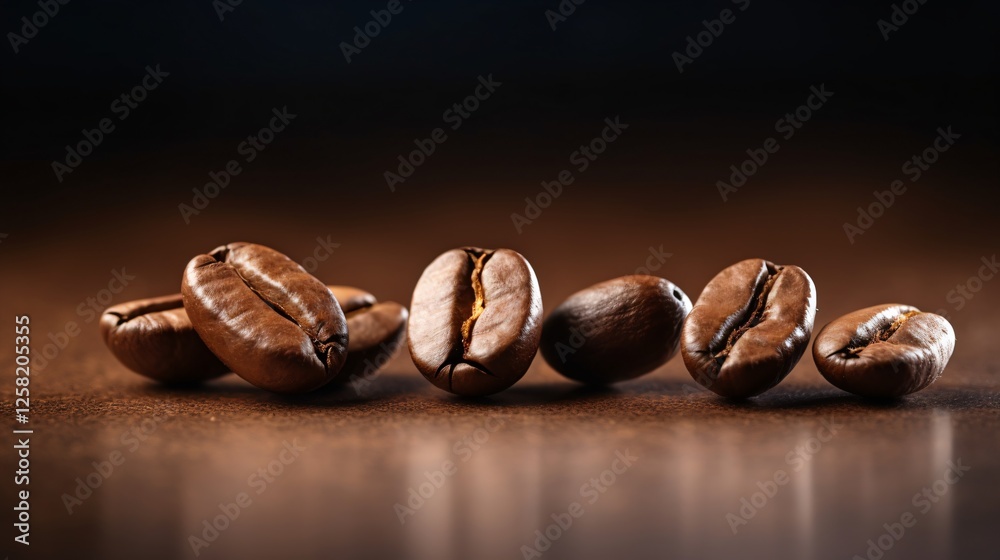 Fototapeta premium Three Glossy Brown Coffee Beans on White Background