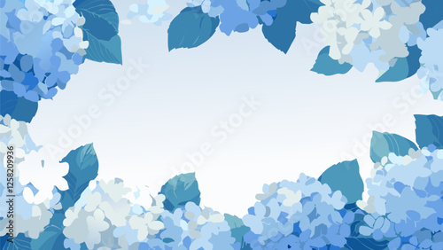 紫陽花の花のイラスト、コピースペース