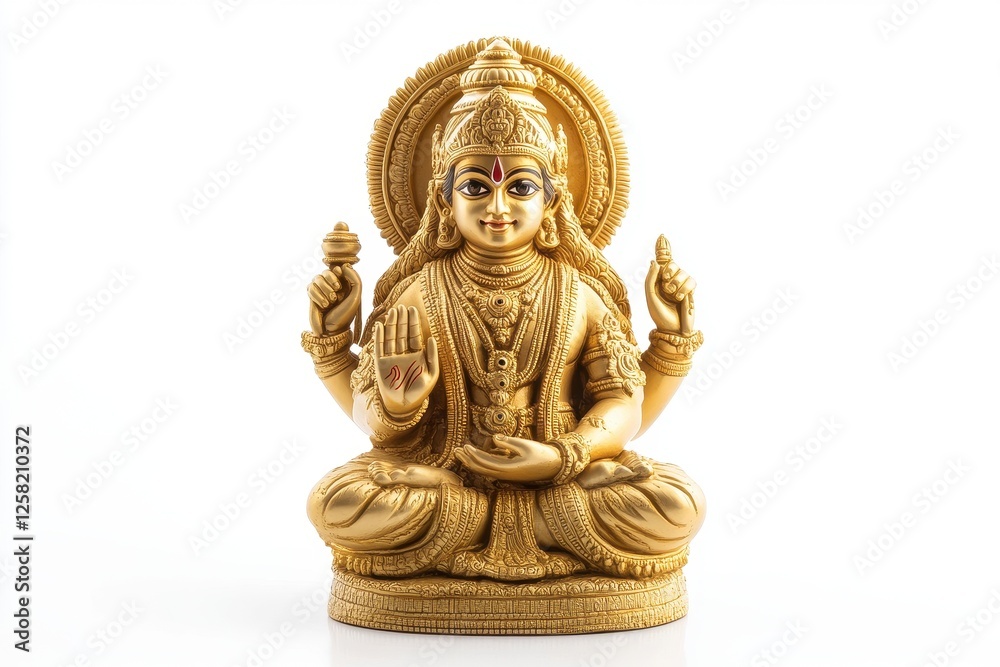 Golden Hindu Goddess Statue in Seated Pose Golden Hindu Goddess Statue in Seated Pose