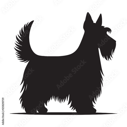 Minimalist Scottish Terrier silhouette highlighting its iconic stance - Scottish Terrier illustration - minimal Scottish Terrier vector - dog silhouette
