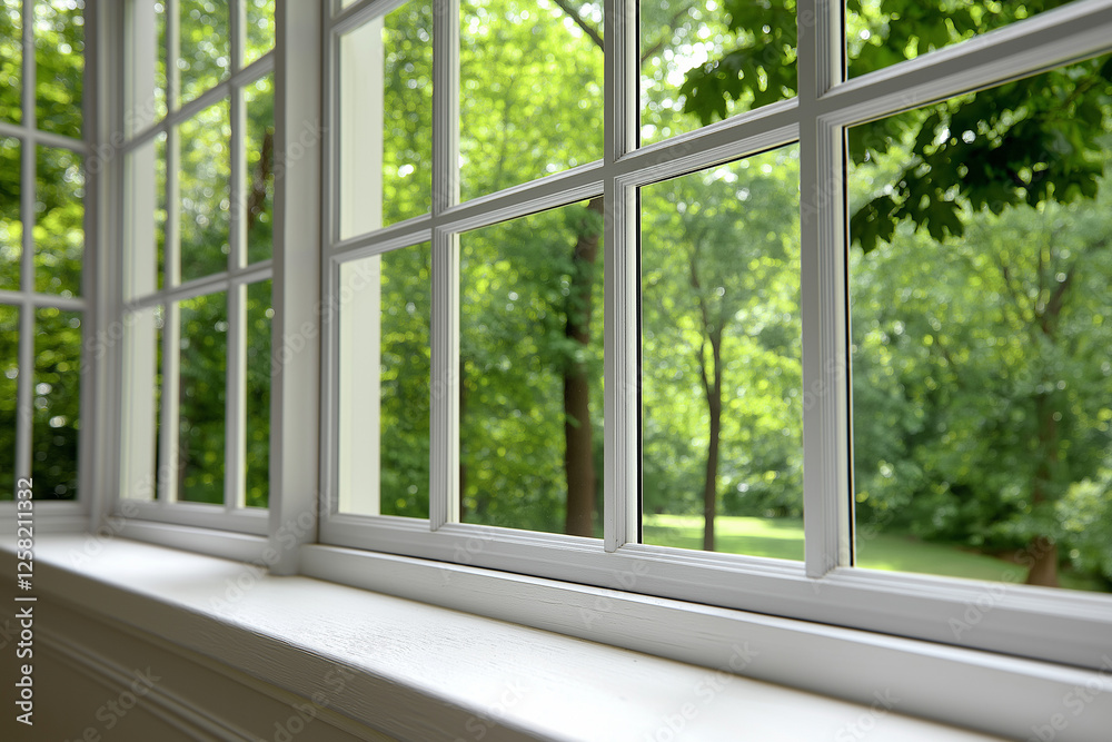 Fototapeta premium Serene View: A Glimpse of Nature Through the Window