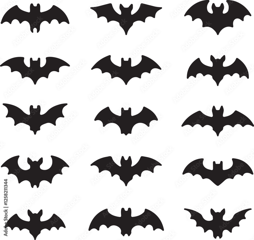 silhouette bat on transparent background, halloween bat, vector design and white background silhouette bat on transparent background, halloween bat, vector design and white background