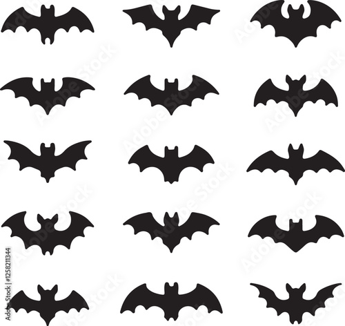 silhouette bat on transparent background, halloween bat, vector design and white background