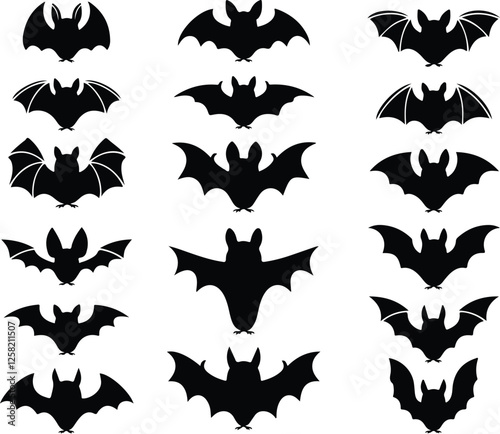 silhouette bat on transparent background, halloween bat, vector design and white background