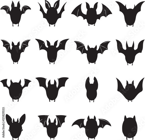 silhouette bat on transparent background, halloween bat, vector design and white background