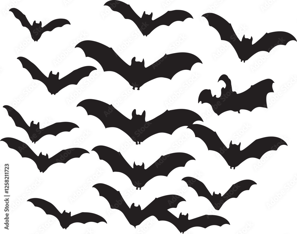 silhouette bat on transparent background, halloween bat, vector design and white background silhouette bat on transparent background, halloween bat, vector design and white background