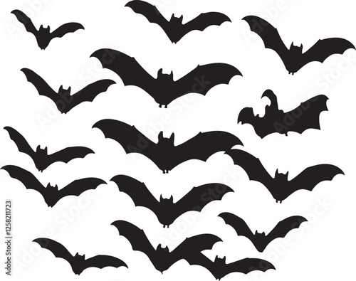 silhouette bat on transparent background, halloween bat, vector design and white background