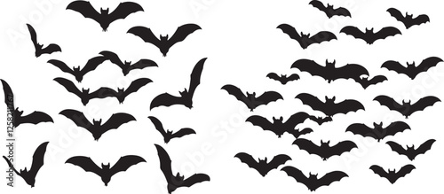 silhouette bat on transparent background, halloween bat, vector design and white background