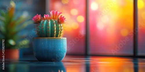 Sunset Cactus Bloom: A Vibrant Still Life