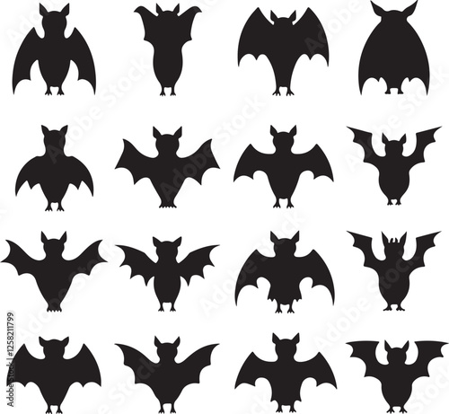 silhouette bat on transparent background, halloween bat, vector design and white background