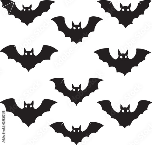 silhouette bat on transparent background, halloween bat, vector design and white background