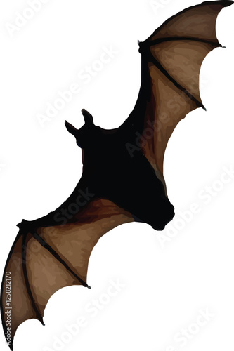 silhouette bat on transparent background, halloween bat, vector design and white background