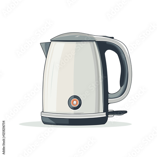 Electric kettle. Modern electric tea kettle or teakettle with hot boiling water. Vector illustration isolated on a white background