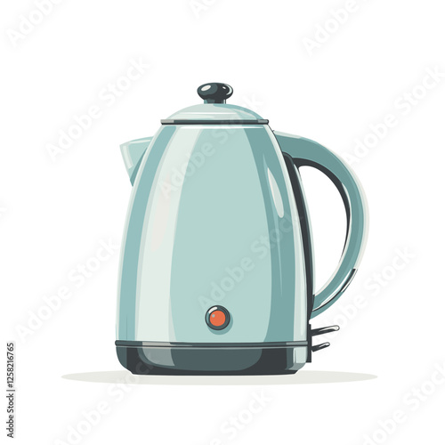 Electric kettle. Modern electric tea kettle or teakettle with hot boiling water. Vector illustration isolated on a white background