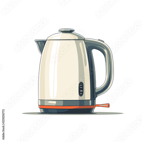 Electric kettle. Modern electric tea kettle or teakettle with hot boiling water. Vector illustration isolated on a white background