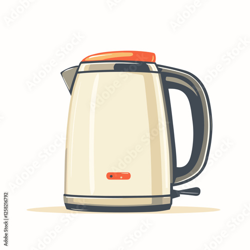 Electric kettle. Modern electric tea kettle or teakettle with hot boiling water. Vector illustration isolated on a white background