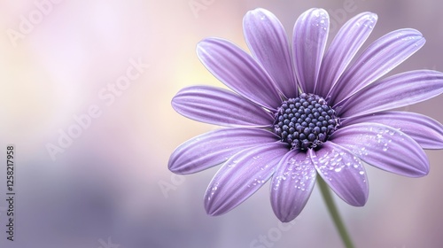 Wallpaper Mural Close-up of a single, stunning purple flower with water droplets on petals. Soft, serene atmosphere Torontodigital.ca