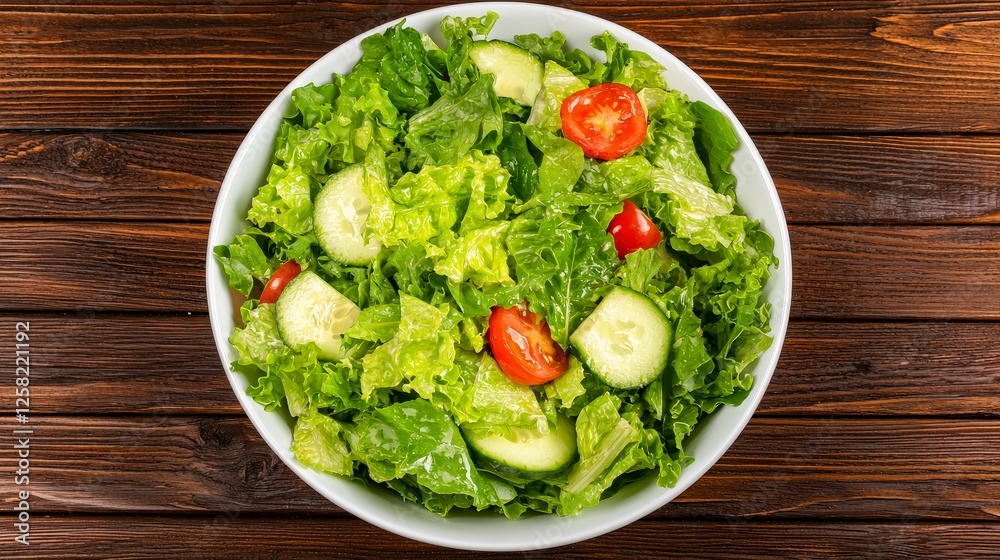 Fresh Green Salad with Lettuce, Cucumber, and Cherry Tomatoes Fresh Green Salad with Lettuce, Cucumber, and Cherry Tomatoes