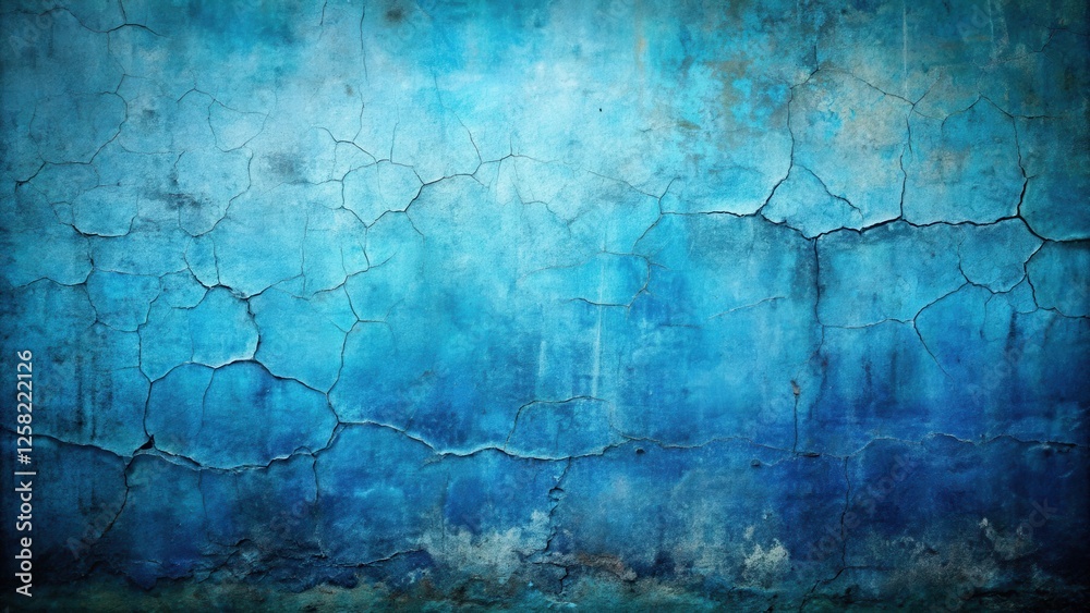 Obraz premium A Weathered Blue Wall With A Distinctive Crack Pattern