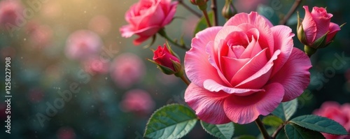 Damascena roses with intricate details and soft light, flower, gentle, floral photo