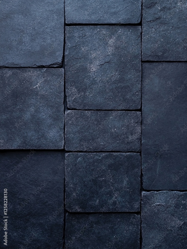Dark, textured stone tiles arranged in a grid pattern, creating a deep, visually interesting surface. Dark, textured stone tiles arranged in a grid pattern, creating a deep, visually interesting surface.