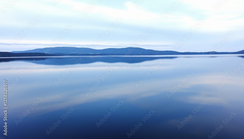 Fototapeta premium Tranquil Waters Mirroring the Azure Sky, Inspiring Peacefulness.