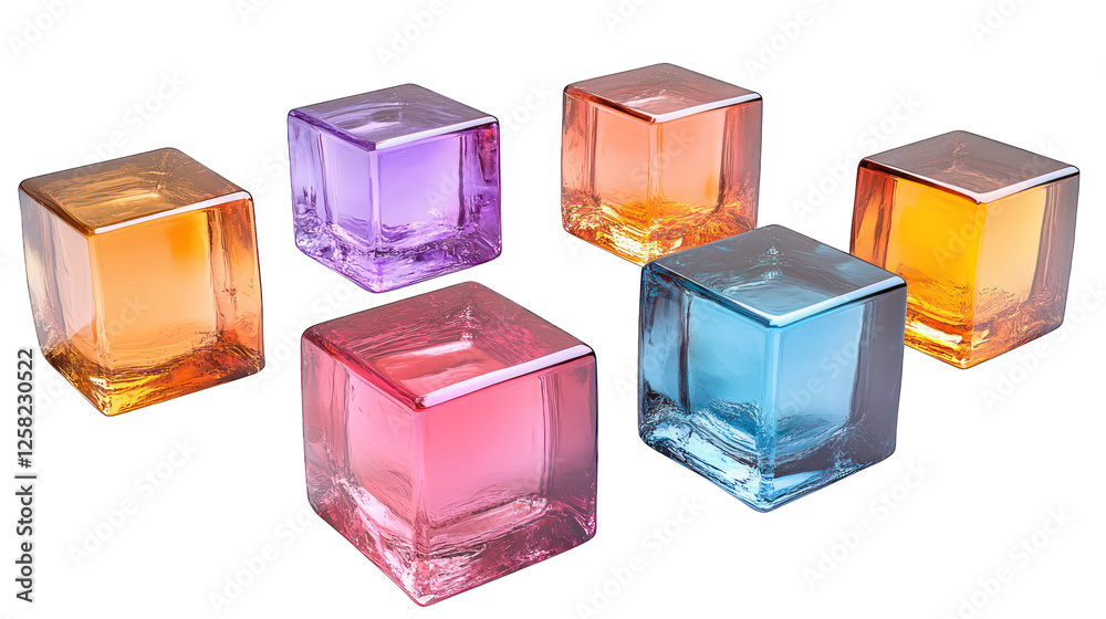 set of glossy geometric square solid shaped fluid holographic Iridescent 3d render icon isolated on white background set of glossy geometric square solid shaped fluid holographic Iridescent 3d render icon isolated on white background