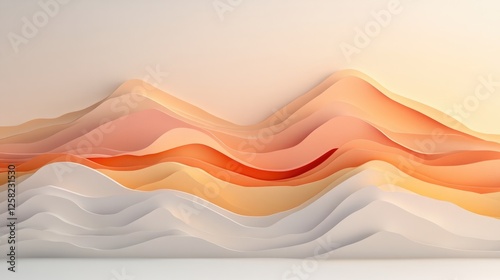 Abstract layered landscape in warm pastel tones