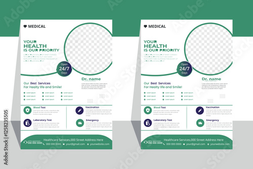 medical flyer design template vector file a4 size colorful attractive simple and modern flyer. 
