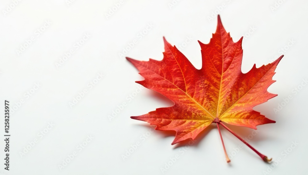 Close-up of a single maple leaf with intricate veins on a white background, nature, green Close-up of a single maple leaf with intricate veins on a white background, nature, green