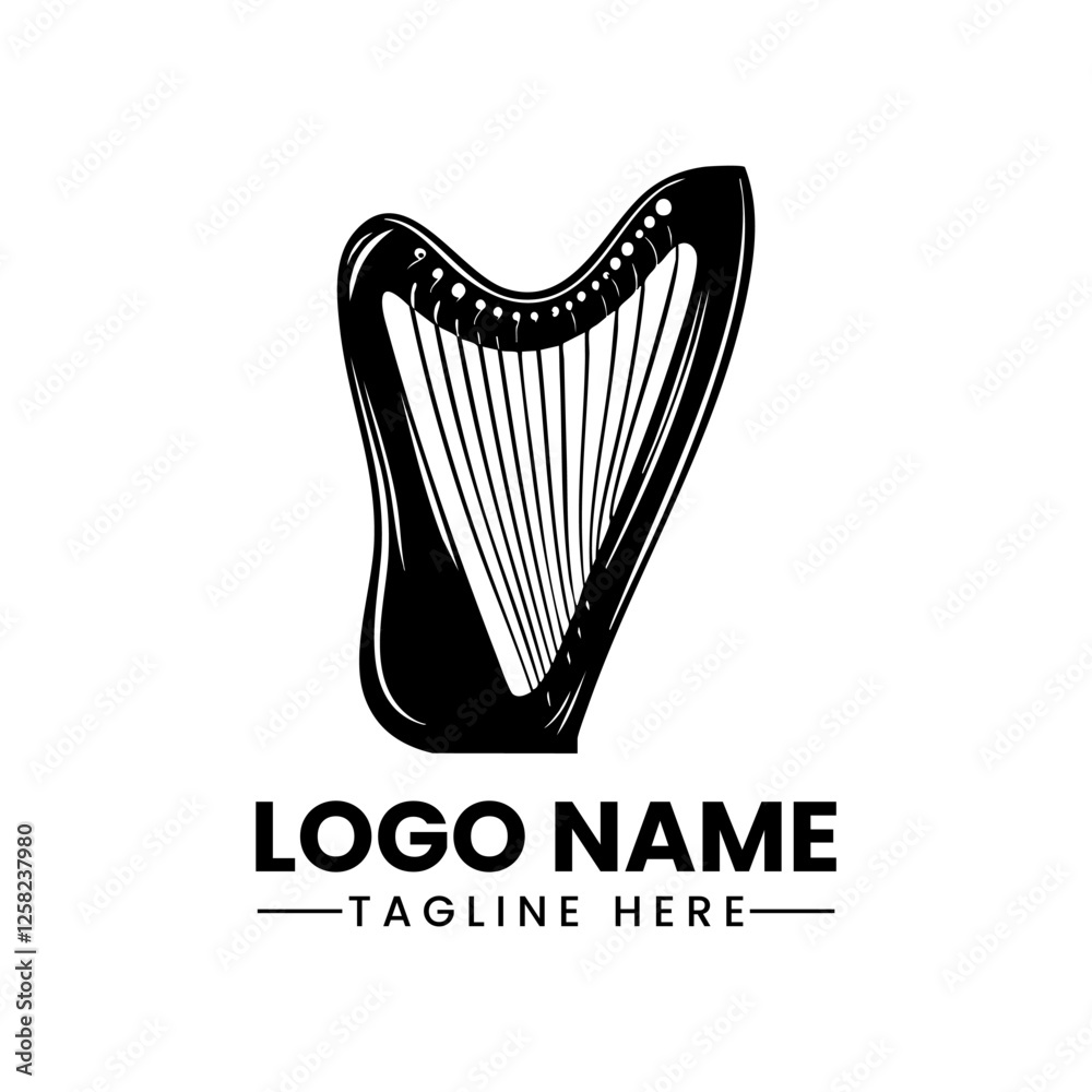 Harp logo vector illustration silhouette Harp logo vector illustration silhouette
