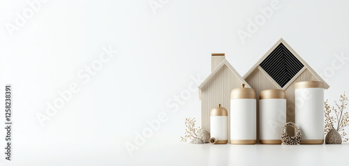 Modern home design with solar energy storage solutions and decorative elements