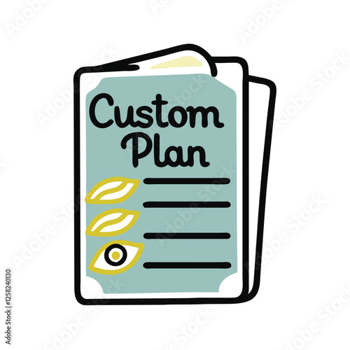 Hand-drawn custom meal plan subscription icon in pastel colors