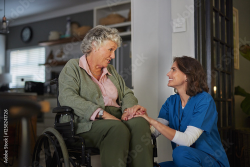 Wallpaper Mural Nurse talking to happy senior woman on wheelchair Torontodigital.ca