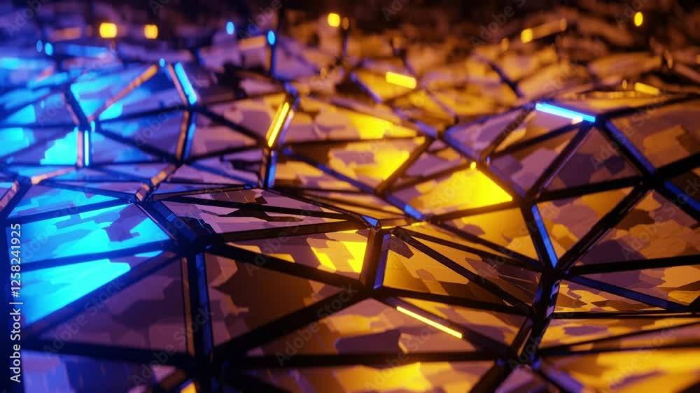 Abstract background in the form of metal plates moving in the form of a wave. Infinitely looped animation.