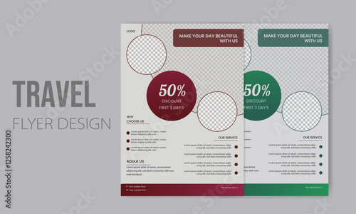 Creative, business & corporate pamphlet travel flyer concept design with multiple colour variation or flyer mocup in manifest  shade, perfectest for professional business work