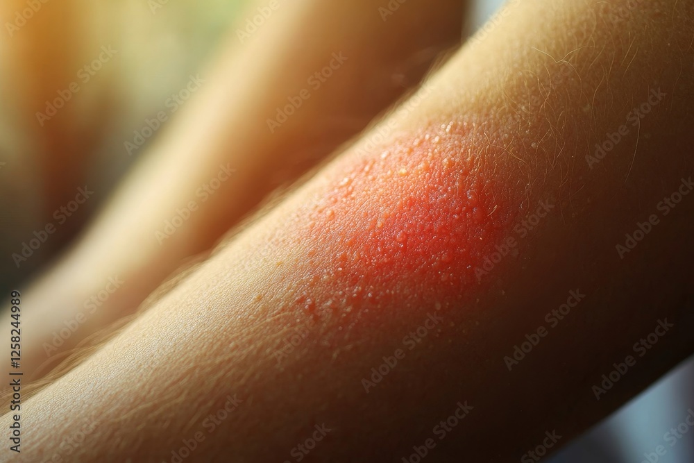 Fototapeta premium person have red rash on arm from insect bite allergic
